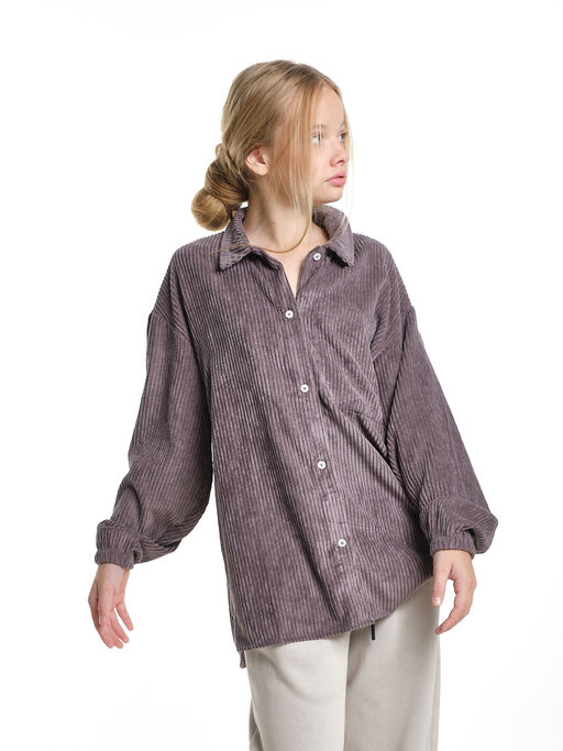 Вельветовая рубашка для девочки 22-7364 бежевый - Mini maxi фото 21