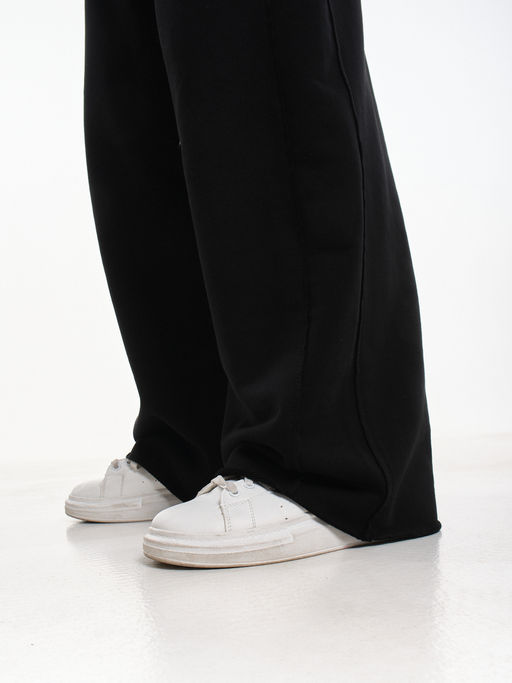 Брюки из футера для девочки с лампасом 22-5697 черный - Mini maxi фото 5