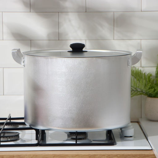 Кастрюля, 20 л, d=35 см, с крышкой, штампованный алюминий, серебристая