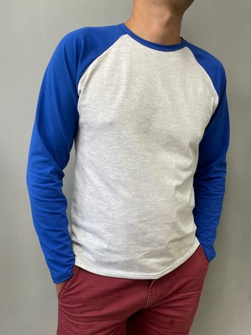 Лонглив РЕГЛАН мужской, серый меланж/василек - Knitka wear фото 6