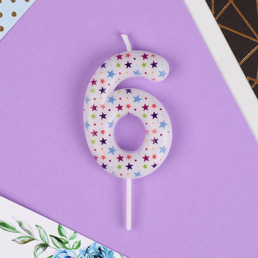 Свеча в торт цифра 6, звёздочки - Страна карнавалия фото 3