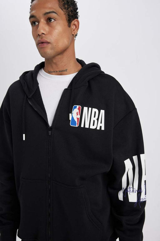 DeFactoFit толстовка на молнии с капюшоном и надписью NBA Oversize  фото 9