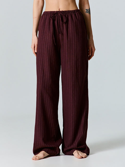 Брюки домашние женские коричневые в полоску - Mark formelle фото 2