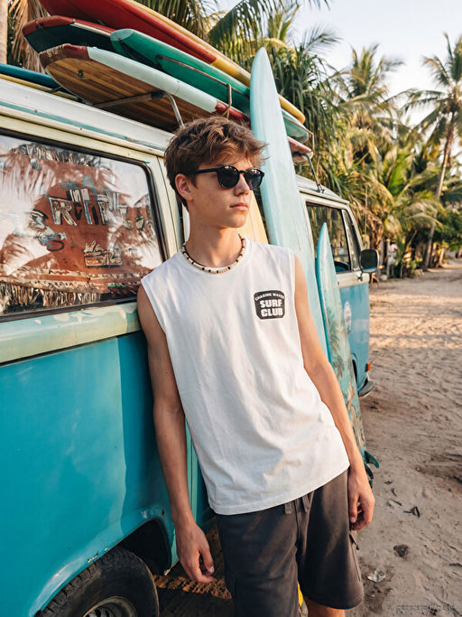 Bisiklet Yaka Bask?l? Erkek ?ocuk Atlet