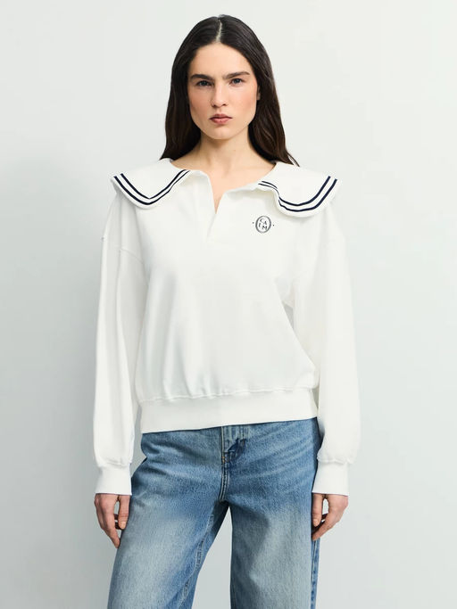 Толстовка из хлопка с отложным воротником / Zarina  фото 4