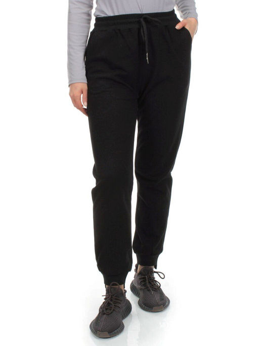 HC-205-1 BLACK Брюки спортивные женские (95% хлопок, 5% спандекс)