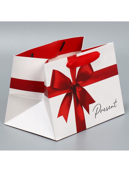 Цена за 2 шт. Пакет подарочный с широким дном, упаковка, «Подарок», 20×14×13 см