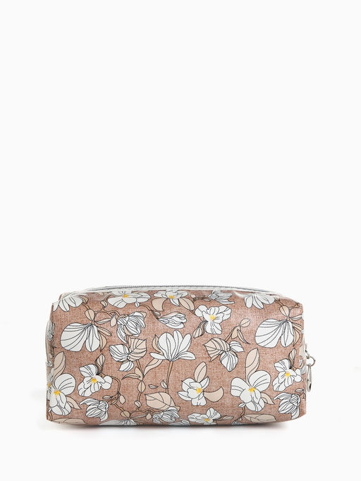 Косметичка на молнии женская, с рисунком, с рисунком, пастельно-коричневая - Simaland фото 6