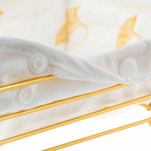 Корзина-сухарница металлическая, окрашенная Мечта 26х18,5см h7см s3мм, форма прямоугольная с ручками, на ножках, чехол хлопок на кнопках, цвет - золотой (Китай) - Домашняя мода фото 5