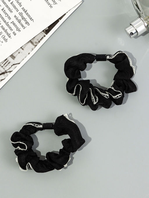 Цена за 6 шт. Резинки для волос «Каприс», набор 2 шт., 7 см, чёрные