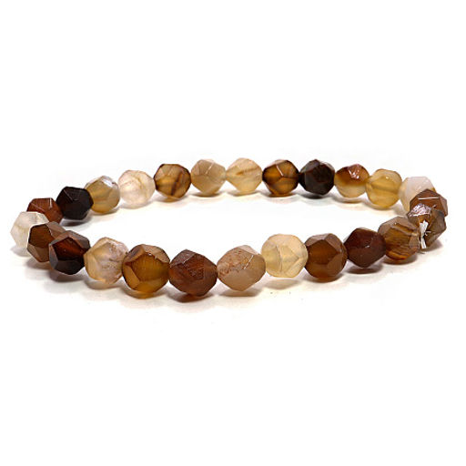 Браслет из камня 8мм с огранкой Кофе агат процветание и достаток в семье