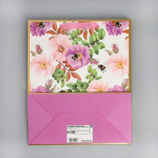 Пакет подарочный с шильдиком Нежные цветы, 30.5 х 25.4 х 12.7 см - Дарите счастье фото 7