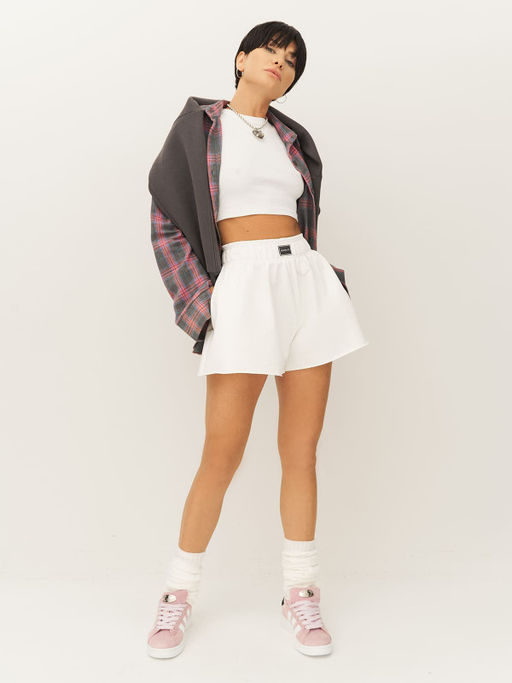 Спортивные шорты с высокой посадкой, поясом на резинке - NEVERLATE фото 4