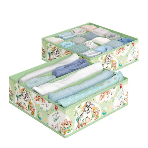 VAL LPG-S16S5 Набор органайзеров для белья, 2 шт., без крышки, 32*32*10 см, зел., ЛЮБИМЧИКИ, шт