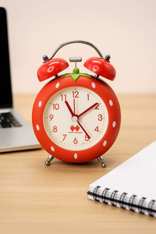 Часы-будильник Strawberry, red (7,5х10,5 см)