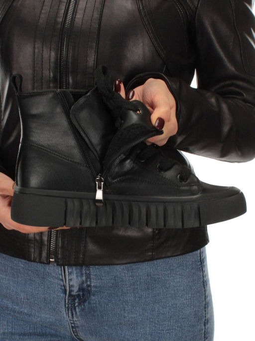 04-YSN2285-1 BLACK Ботинки женские зимние (натуральная и искусственная кожа, шерсть)