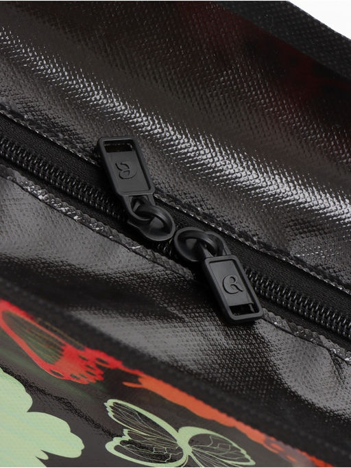 Сумка хозяйственная «Бабочки», на молнии, 40×15×30 см, чёрная