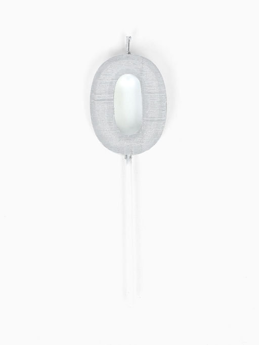 Цена за 3 шт. Свеча для торта «Элемент», цифра 0, серебро