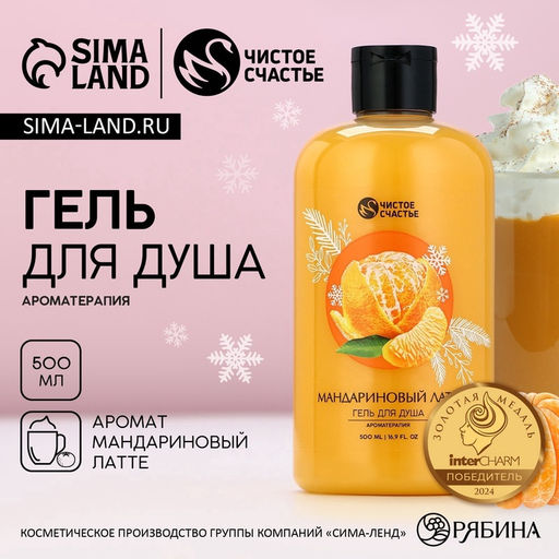 Гель для душа ЧИСТОЕ СЧАСТЬЕ, 500 мл, аромат латте-мандарин, Новый Год