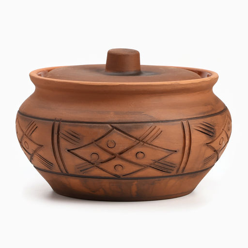 Жаровня Кунгурская керамика «Молочение», 3 л, керамика, коричневая