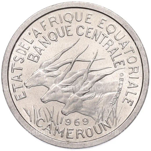 Монета 1 франк 1969 года Экваториальная Африка (Камерун)