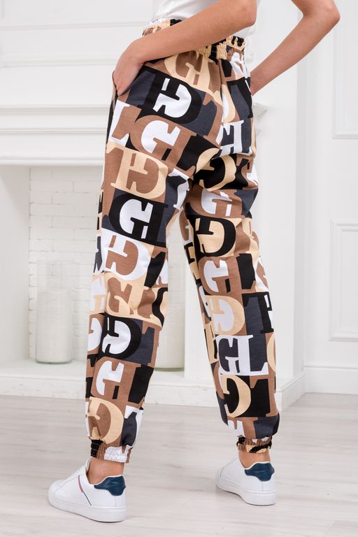 Брюки женские из футера Забава бежевая буква - Амадэль фото 7