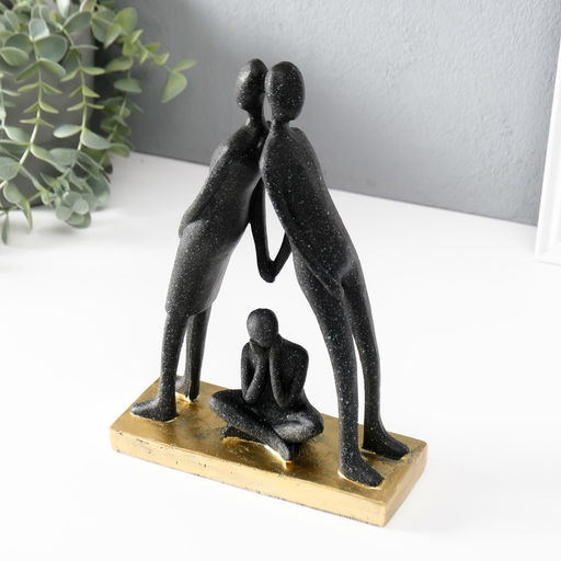 Фигурка полистоун «Дом там - где семья», чёрный, 7×17×24.5 см