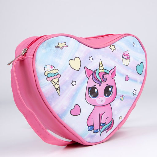 Сумка детская в форме сердца Единорог, розовый, 19х17х5 см - NAZAMOK KIDS фото 2