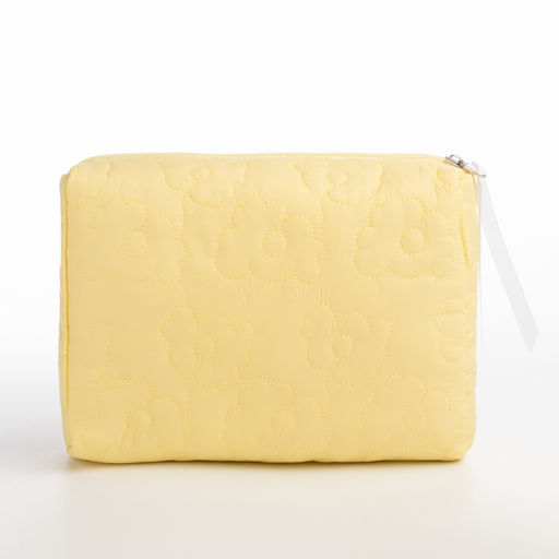 Косметичка на молнии простая, со стёжкой Цветы, жёлтая - Simaland фото 3