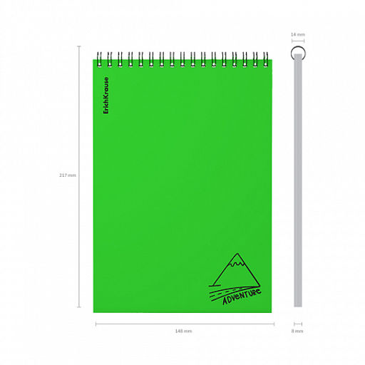 Цена за 4 шт. Блокнот с пластиковой обложкой на спирали ErichKrause Motion, зеленый, A5, 80 листов, клетка  фото 4