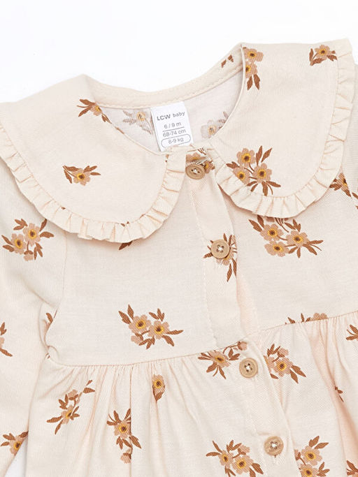 Bebe Yaka ?i?ekli K?z Bebek Elbise