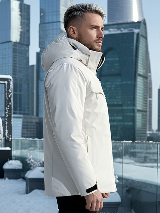 Горнолыжная куртка мужская зимняя белого цвета 2412Bl