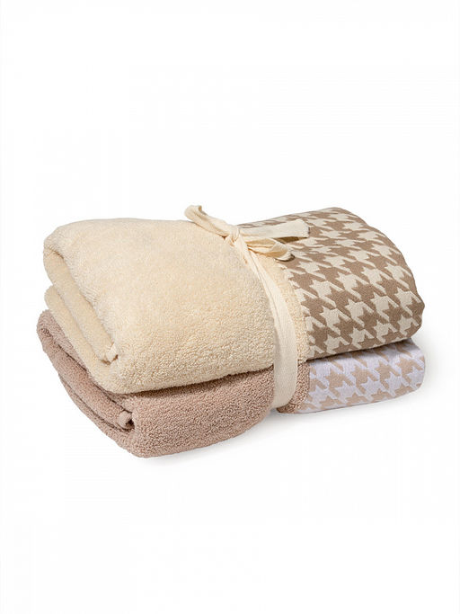 Набор махровых полотенец 2шт 50x90 бежевый махровая ткань