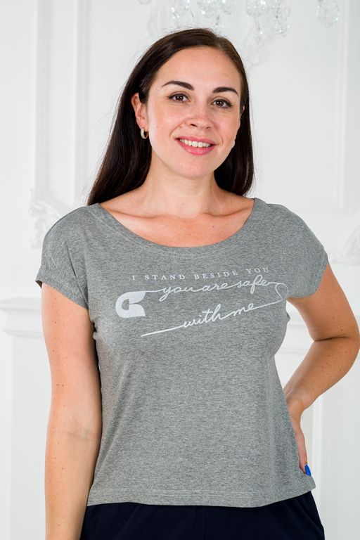 Футболка женская из вискозы Лирика серый меланж You are safe - Амадэль фото 3