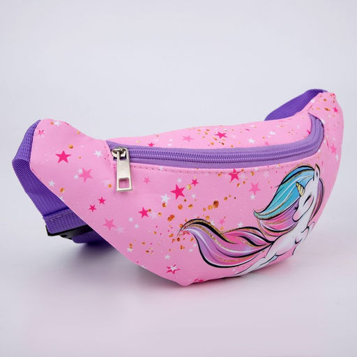 Сумка детская для девочки поясная Единорог, на молнии, наружный карман, розовая - NAZAMOK KIDS фото 3