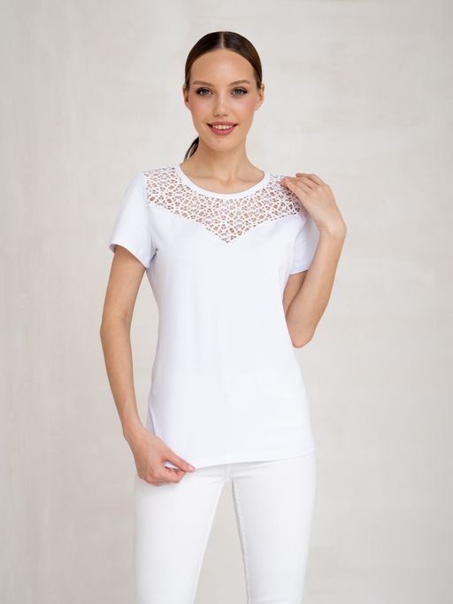 Футболка с кружевом.из хлопок 95%, лайкра 5% - Binita фото 8