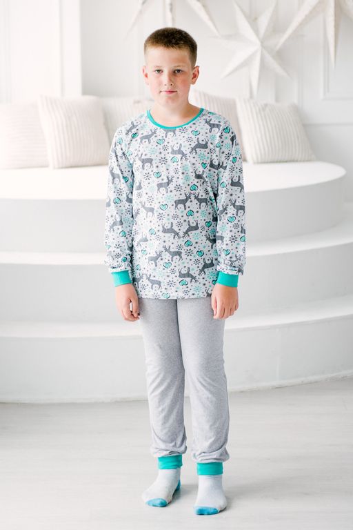 Пижама подростковая из джемпера и брюк из кулирки Олененок ментол - Амадэль фото 6