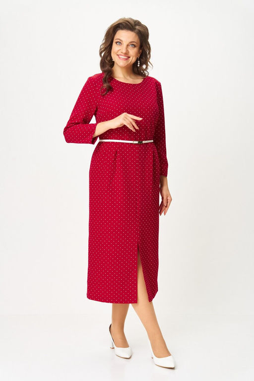 Платье Svetlana Style 2176 бордовый+горох