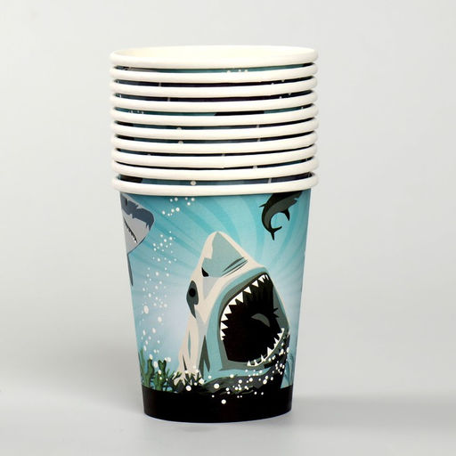 Стакан бумажный Акула, в наборе 10 штук - Страна карнавалия фото 2