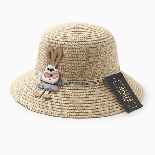 Шляпа для девочки MINAKU «Зайка», размер 52, бежевая