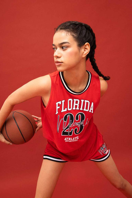 Укороченная майка с принтом DeFactoFit с круглым вырезом фото 4