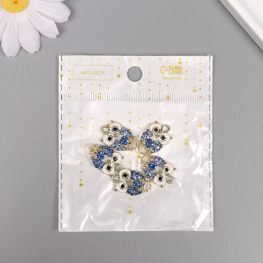 Цена за 5 шт. Подвеска из металла «Сова» со стразами, золото 2.1×3×0.4 см