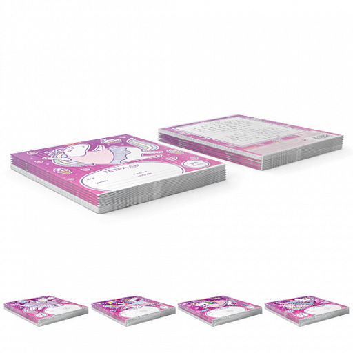 Цена за 200 шт. Тетрадь школьная ученическая ErichKrause Единорожка, 18 листов, линейка (в плёнке по 10 шт.)  фото 20