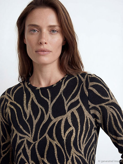 Bisiklet Yaka Desenli Bluz