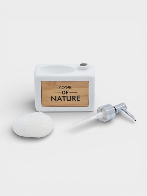 Дозатор для моющего средства с подставкой для губки SAVANNA «Природа», 450 мл, белый