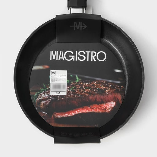Сковорода Magistro Flame, d=22 см, h=4.5 см, ручка soft-touch, антипригарное покрытие, индукция, кованый алюминий, чёрная  фото 8