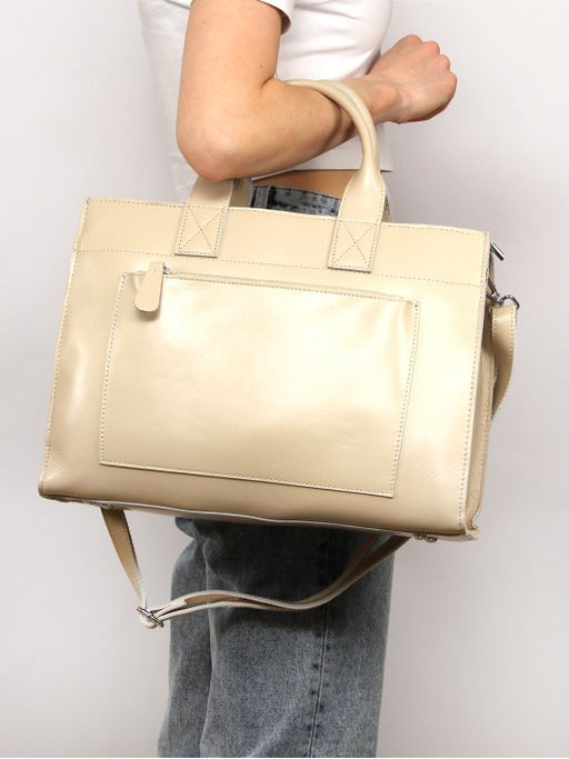 Сумка женская натуральная кожа RM-SH-8896-1, 1отд+карм/перег, плечевой ремень, бежевый SALE 261771 - Adelia фото 5