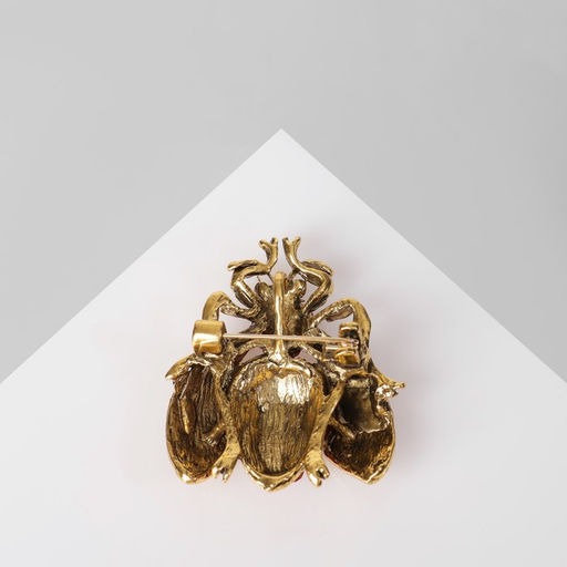 Брошь Муха цвет красный в чернёном золоте - Queen fair фото 2