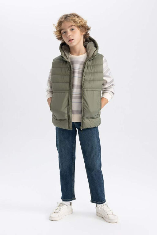 Водоотталкивающий жилет с капюшоном для мальчиков - Defacto фото 2