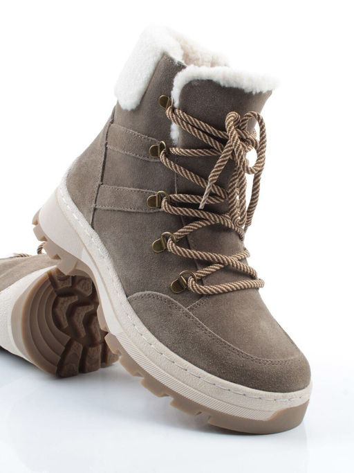 04-PAAG97-1Z KHAKI Ботинки зимние женские (натуральная замша, 100% шерсть)